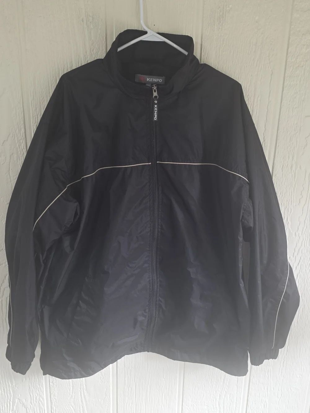 Kenpo Men's Black Lightweight Jacket with Contrast Piping, Size XL